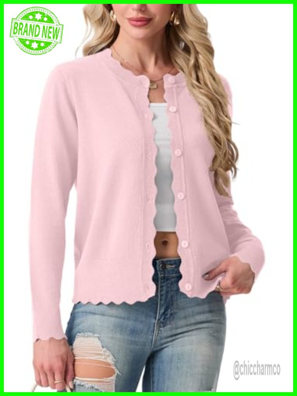 Lightweight Knit Cardigan Sweater for Women Button-Up Long Sleeve